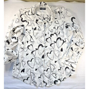 Karl Lagerfeld Paris blouse women med hearts sheer EUC